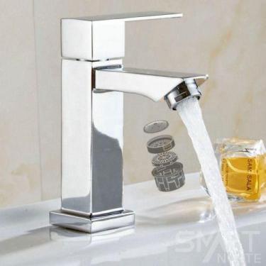 Imagem de Torneira Banheiro Inox Luxo Quadrada ¼ De Volta Toda Metal - Mundo Nex