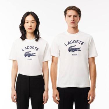 Imagem de Camiseta Lacoste Paris Casual Masculina, Branco, M