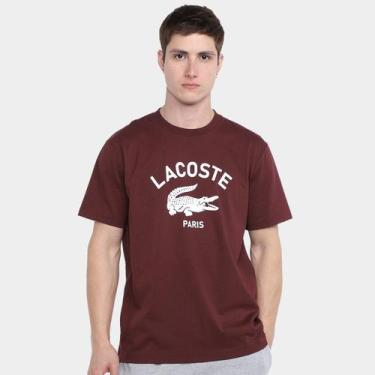 Imagem de Camiseta Lacoste Paris Casual Masculina, Vinho, M