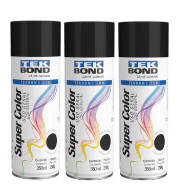 Imagem de Kit 3 Spray Uso Geral Preto Fosco Tekbond 350ml