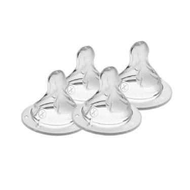 Imagem de Kit 4 Bicos de Silicone Mamadeira Fluxo Super Rápido 6m+ MAM