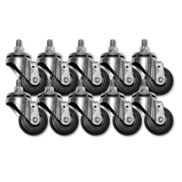 Imagem de Kit 10 Rodízios s Trava c Parafuso Fixo Cinza 2 Pol Plástico - Schiopp
