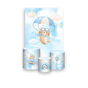 Imagem de Painel De Festa Vertical 1,50 x 2,20 + Trio De Capas Cilindro - Ursinh