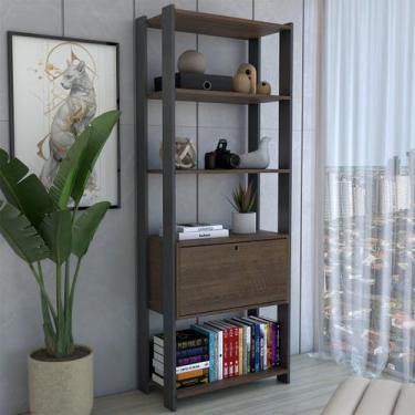Imagem de Estante para Livros Industrial 1 Porta 3 Prateleiras Pinho/Preto - Pan