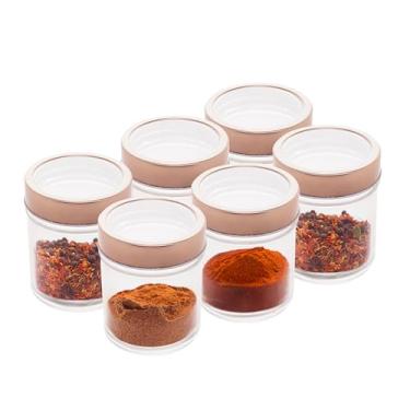 Imagem de LYOR - Conjunto 6 Potes de Vidro com Tampa de Metal e Acrílico Gastro Rosé 350ml - Temperos - Condimentos - Grãos - Sementes - Petiscos - Doces