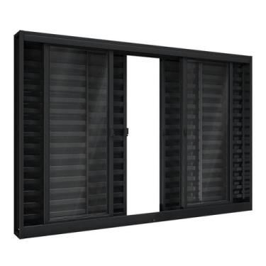 Imagem de Janela de Aço Veneziana de Correr Central 6 Folhas 100x150cm Aço Pront