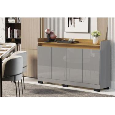 Imagem de Aparador Buffet 4 Portas Real Cinza Com Bege - Rede Móveis - REDE MOVE