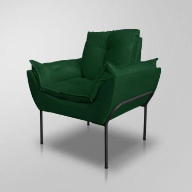 Imagem de Poltrona Decorativa Escritório de Luxo - Base de Ferro Preto - Dávila 