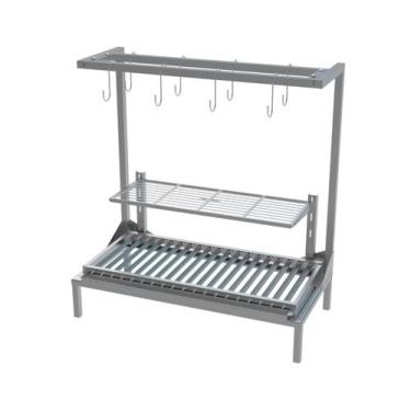 Imagem de Parrilla Para Alvenaria 68X34 com Grelha Argentina + KIT VARAL - CWD