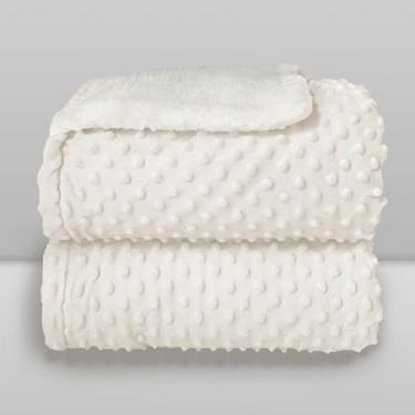 Imagem de Cobertor Donna Laço Bebê Plush com Sherpa Dots Bolinhas, Branco, 90X11