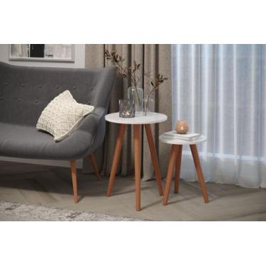 Imagem de Prateleira P/ Esmalte Kit 3 Mesas Lateral MDF Cor Branca - Colomi