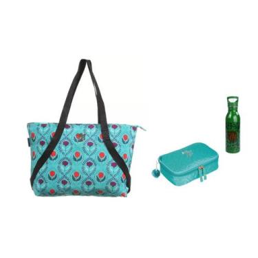 Imagem de Kit Capricho Love Verde Água Estojo Box + Bolsa + Garrafa