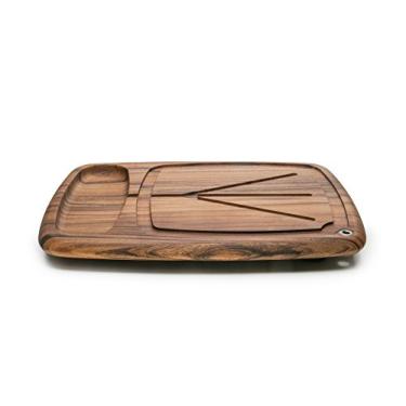Imagem de Ironwood Gourmet Tábua de escultura Kansas City com canais de suco, 56 x 38 x 6,3 cm, madeira de acácia