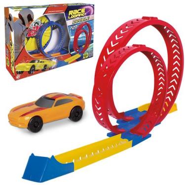 Imagem de Pista De Corrida Race Looping Duplo Colorida 2 Voltas Com Carrinho  - 