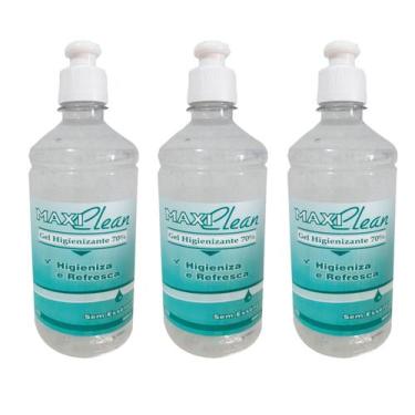 Imagem de Álcool Gel 70% MaxiClean 500ml - Kit com 3 - LBB