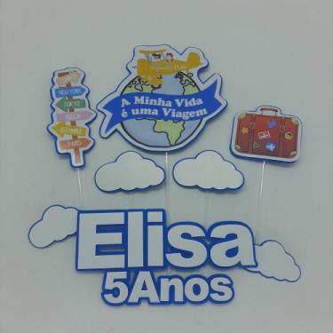 Imagem de Topo de Bolo Viagem Avião Infantil personalizado - miwl art