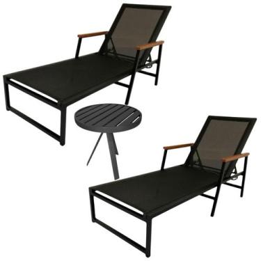 Imagem de Kit 2 Espreguiçadeira Zurick Piscina em Alumínio Tela Sling - Nossa Ka