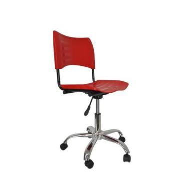 Imagem de Cadeira Giratoria Turim Secretaria Cromada - Maiart, Vermelho