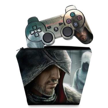 Imagem de Capa Case e Skin Adesivo Compatível PS3 Controle - Modelo 018 - Pop Ar
