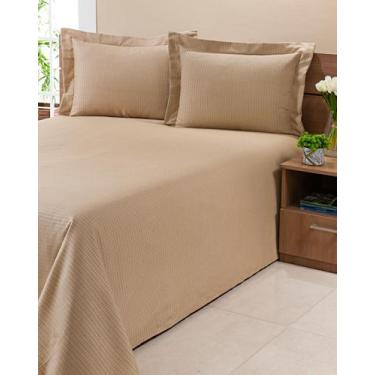 Imagem de Kit Colcha Cobre Leito Piquet Queen 3Pçs Floral E Liso Várias Cores - 
