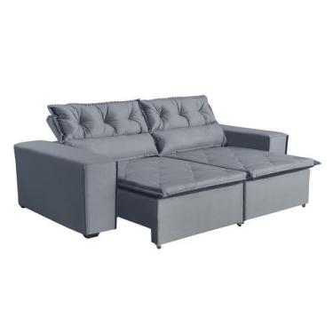 Imagem de Sofá Paraná 2,50 metros Retrátil e Reclinável  Veludo Cinza  Sofá na W