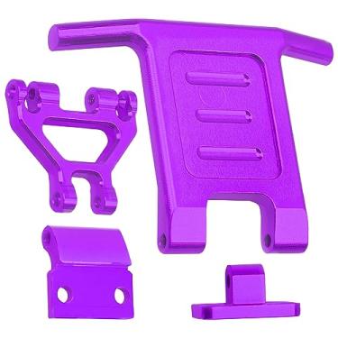Imagem de ShareGoo Aluminum Alloy Front Bumper & Rear Wing Compatible with WLtoys 144001 144010 124016 124017 124018 124019 RC Car Upgrade Parts (Purple)