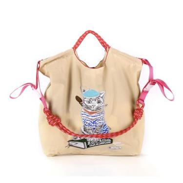 Imagem de Ball&Chain Sacolas de nylon para presente de aniversário personalizadas para mulheres, bolsa de presente personalizada, bolsa tiracolo, Bege, Large