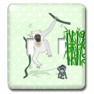 Imagem de 3dRose lsp_212874_2"Impressão de macaco de mãe e bebê com botão duplo de desenho de bambu