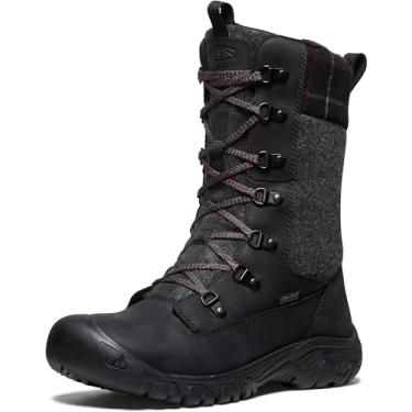 Imagem de KEEN Bota de neve feminina Greta Tall clássica impermeável, Xadrez preto/preto, 5