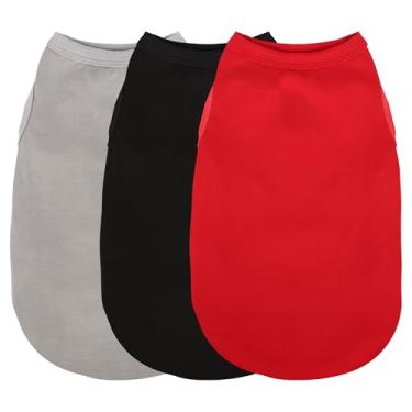 Imagem de Paiaite Camisa de cachorro em branco algodão sem mangas camiseta regata para animais de estimação moletom colorido para cachorrinho roupas para cães, Preto, vermelho e cinza, XXG