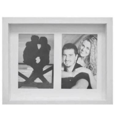 Imagem de Porta Retrato 2 Duas Fotos 10x15 Branco Quadro de Parede Quadro de Mes