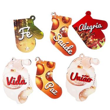 Imagem de Kit 10 bolinhas de natal formas diferentes com palavras - Coleção Tea 
