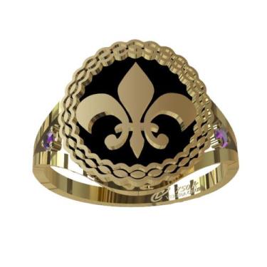 Imagem de Anel de Formatura em Prata de Letras em Ouro 18K - Vieira Cruz Joias, 