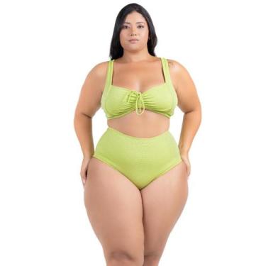 Imagem de Biquíni Plus Size Feminino Bojo Franzido Calcinha Hot Pant - HYPE MODA