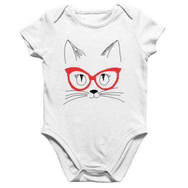 Imagem de Body Bebê Algodão Gato De Óculos - Foca na Moda, Branco, M