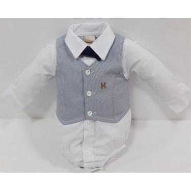 Imagem de Kit Luxo Social Body Colete Gravata Bebê Menino Katita 23107, Branco, 