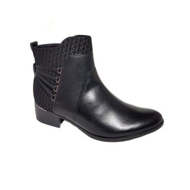Imagem de Bota Feminina Em Couro casual confortavel Comfortflex 69302, 36, Preto