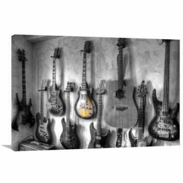 Imagem de Quadro Guitarra Violão Música decorativo com Tela em Tecido - Wall Fra