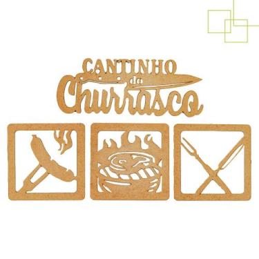 Imagem de Kit Decor Cantinho do Churrasco Quadrinhos e Placa Decorativa Vazado e