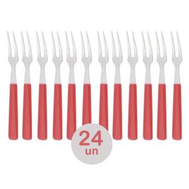 Imagem de Kit 24 un  garfos petisco mini inox p/ queijo tábua de frios - unygift