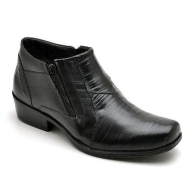 Imagem de Bota Masculina Couro Cano Curto Bico Quadrado Zíper Casual - Reta Opos