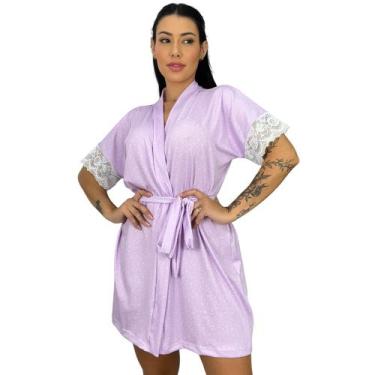 Imagem de Robe Feminino Roupão Kimono c/ Renda nas Mangas  030EST - La Belle Cel