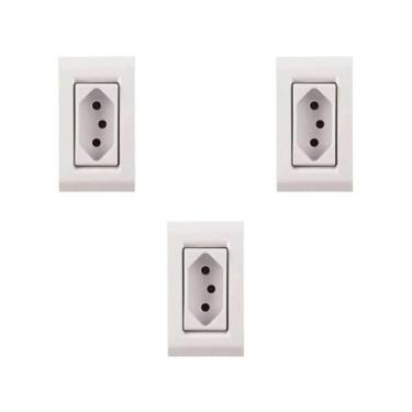 Imagem de Kit 3 Tomada P Móvel 10A 250V Branco Liz Tramontina 57170101
