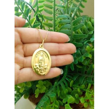 Imagem de Colar Medalha 3cm Nossa Senhora de Fátina Banho Ouro - Jhulias Joias e