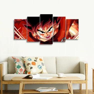Imagem de Quadro Goku Kaioken Mosaico Para Quarto Dragon Ball 125x60 - Wall Fram