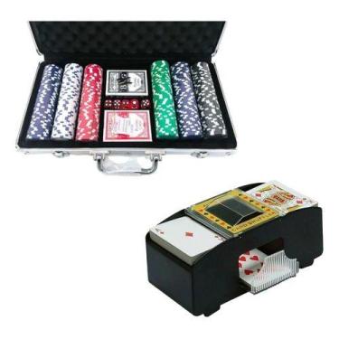 Imagem de Maleta Jogo De Poker Completa + Embaralhador De Cartas  - Kadê