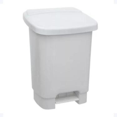 Imagem de Lixeira 35 l c/ Pedal e Fixador p/ Saco de Lixo - Branca - Plásticos S