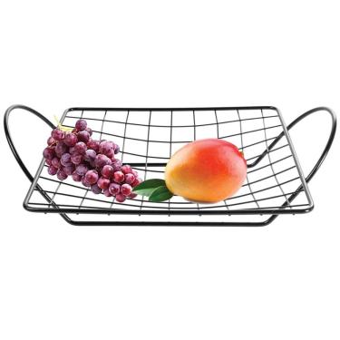 Imagem de Fruteira de Bancada para Cozinha Aço Cromado Aramado Preto P