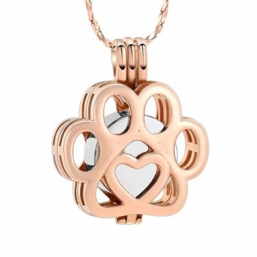 Imagem de QGJNSGC Colar de urna para cinzas para animais de estimação, cão, gato, pata, cremação, joia de aço inoxidável, pingente de cinzas, mini estojo, memorial, para mulheres e homens, Aço inoxidável,