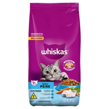 Imagem de Ração para Gatos Castrados Whiskas Adultos 1+ Anos Sabor Peixe 2,7kg